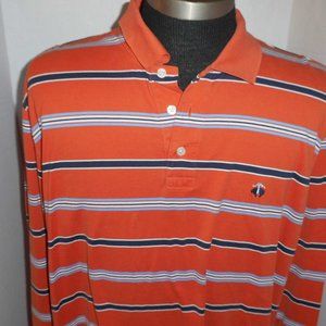 Brooks Brothers polo shirt L long sleeve orange blue & white stripe